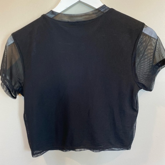 No Boundaries Mesh Overlay Crop T Shirt Black Medium - Picture 5 of 5
